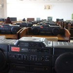 Rows of cassette players at the People's Library