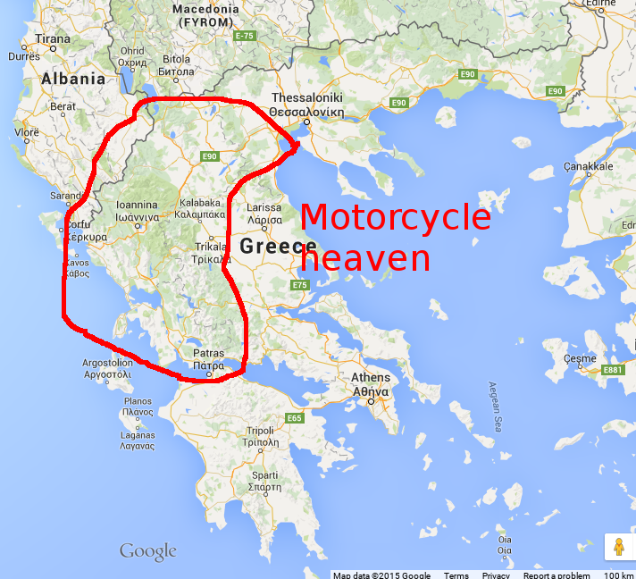 Greece motorcyle map