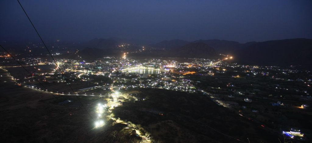 Vue de nuit de Pushkar, Rajasthan, Inde