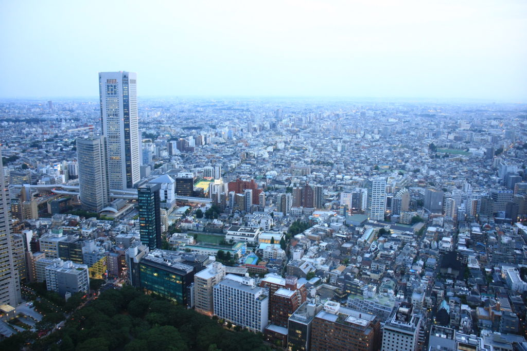 Vue de Tokyo depuis la mairie à la nuit tombante, Japon