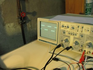 Close up of the standard oscilloscope's screen.