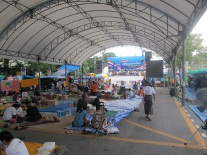 A stage at the Thai protests
