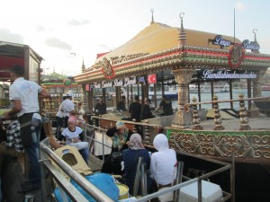 A boat serving fish sandwiches