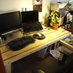 Laminated plywood desk closer view