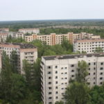 Vue depuis un immeuble abandonné à Pripyat